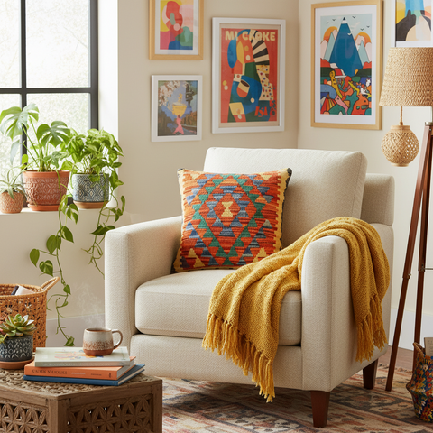 Bohemian Marchant Turkish Hand-Woven Kilim Pillow