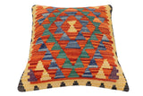 handmade Traditional Pillow Rust Blue Hand-Woven SQUARE 100% WOOL  Hand woven turkish pillow  2 x 2