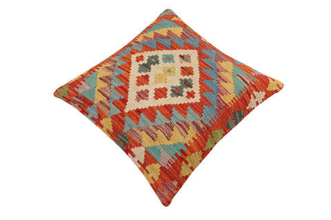 handmade Traditional Pillow Rust Blue Hand-Woven SQUARE 100% WOOL Hand woven turkish pillow2 x 2