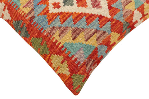 handmade Traditional Pillow Rust Blue Hand-Woven SQUARE 100% WOOL Hand woven turkish pillow2 x 2