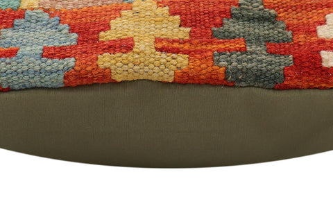 handmade Traditional Pillow Rust Blue Hand-Woven SQUARE 100% WOOL Hand woven turkish pillow2 x 2