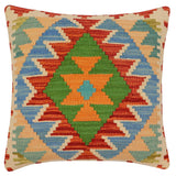 handmade Traditional Pillow Rust Blue Hand-Woven SQUARE 100% WOOL  Hand woven turkish pillow  3 x 5