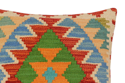 handmade Traditional Pillow Rust Blue Hand-Woven SQUARE 100% WOOL  Hand woven turkish pillow  3 x 5