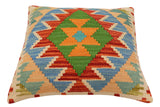 handmade Traditional Pillow Rust Blue Hand-Woven SQUARE 100% WOOL  Hand woven turkish pillow  3 x 5