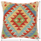 handmade Traditional Pillow Rust Blue Hand-Woven SQUARE 100% WOOL  Hand woven turkish pillow  PILLOW
