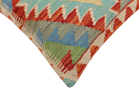 handmade Traditional Pillow Rust Blue Hand-Woven SQUARE 100% WOOL  Hand woven turkish pillow  PILLOW