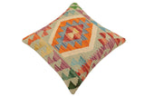 handmade Traditional Pillow Rust Blue Hand-Woven SQUARE 100% WOOL Hand woven turkish pillow2' x 2'