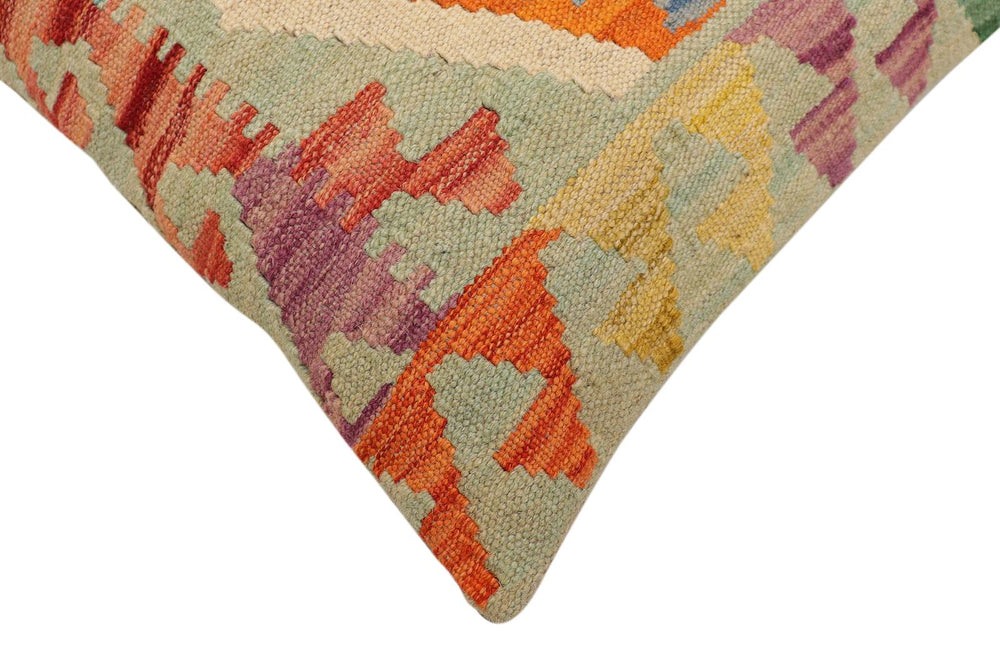 handmade Traditional Pillow Rust Blue Hand-Woven SQUARE 100% WOOL Hand woven turkish pillow2' x 2'