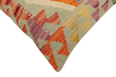 handmade Traditional Pillow Rust Blue Hand-Woven SQUARE 100% WOOL Hand woven turkish pillow2' x 2'