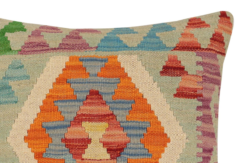 handmade Traditional Pillow Rust Blue Hand-Woven SQUARE 100% WOOL Hand woven turkish pillow2' x 2'