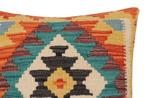 handmade Traditional Pillow Rust Blue Hand-Woven SQUARE 100% WOOL Hand woven turkish pillow2 x 2