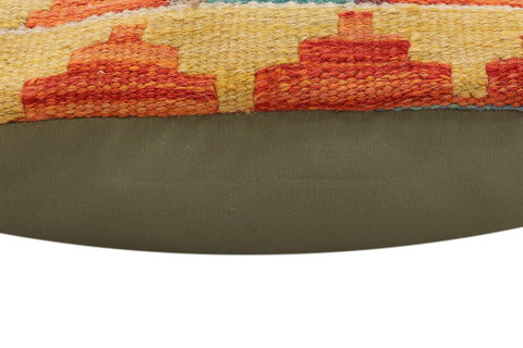 handmade Traditional Pillow Rust Blue Hand-Woven SQUARE 100% WOOL Hand woven turkish pillow2 x 2