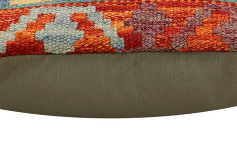 handmade Traditional Pillow Rust Blue Hand-Woven SQUARE 100% WOOL Hand woven turkish pillow2 x 2