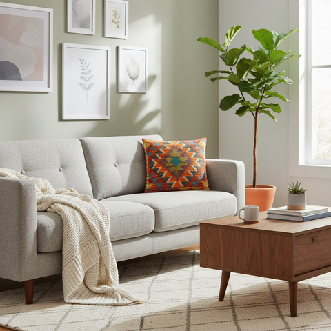 Rustic Beaton Turkish Hand-Woven Kilim Pillow