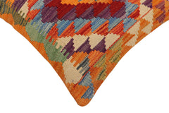 handmade Traditional Pillow Rust Blue Hand-Woven SQUARE 100% WOOL Hand woven turkish pillow2' x 2'