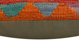 handmade Traditional Pillow Rust Blue Hand-Woven SQUARE 100% WOOL Hand woven turkish pillow2' x 2'