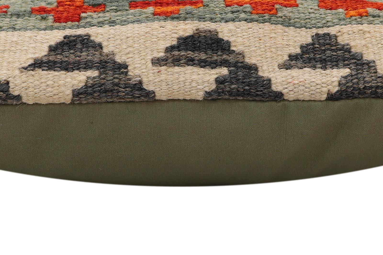 handmade Traditional Pillow Rust Blue Hand-Woven SQUARE 100% WOOL Hand woven turkish pillow2' x 2'