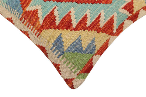 handmade Traditional Pillow Rust Blue Hand-Woven SQUARE 100% WOOL Hand woven turkish pillow2' x 2'