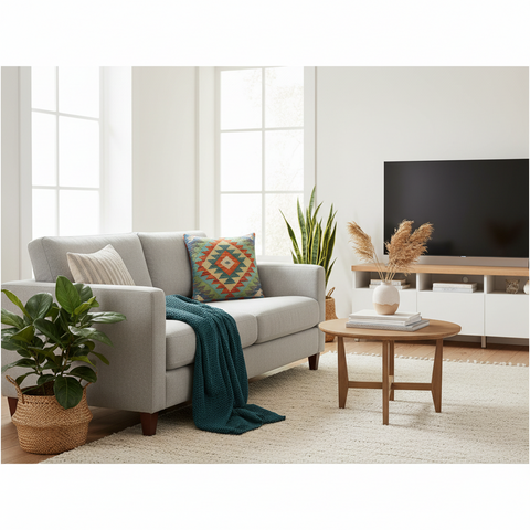 Bohemien Glass Turkish Hand-Woven Kilim Pillow