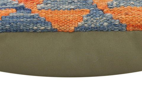 handmade Traditional Pillow Rust Blue Hand-Woven SQUARE 100% WOOL  Hand woven turkish pillow  2 x 2