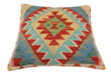 handmade Traditional Pillow Rust Blue Hand-Woven SQUARE 100% WOOL  Hand woven turkish pillow  PILLOW