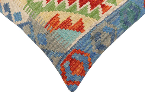 handmade Traditional Pillow Rust Blue Hand-Woven SQUARE 100% WOOL Hand woven turkish pillow2' x 2'