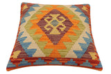 handmade Traditional Pillow Rust Blue Hand-Woven SQUARE 100% WOOL Hand woven turkish pillow2' x 2'