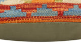 handmade Traditional Pillow Rust Blue Hand-Woven SQUARE 100% WOOL Hand woven turkish pillow2' x 2'