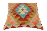 handmade Traditional Pillow Rust Blue Hand-Woven SQUARE 100% WOOL  Hand woven turkish pillow  2 x 2