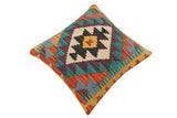 handmade Traditional Pillow Rust Blue Hand-Woven SQUARE 100% WOOL Hand woven turkish pillow2' x 2'