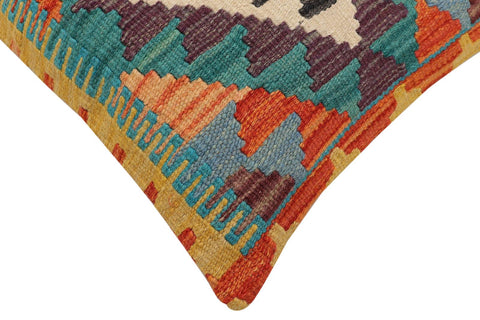 handmade Traditional Pillow Rust Blue Hand-Woven SQUARE 100% WOOL Hand woven turkish pillow2' x 2'