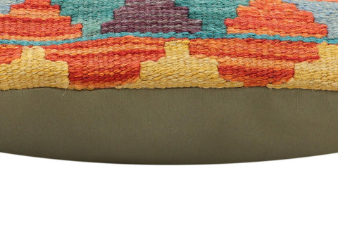 handmade Traditional Pillow Rust Blue Hand-Woven SQUARE 100% WOOL Hand woven turkish pillow2' x 2'