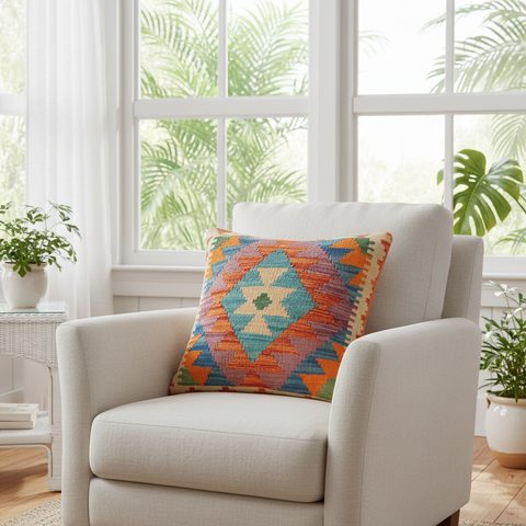 Southwestern Ryu Turkish Hand-Woven Kilim Pillow