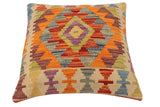 handmade Traditional Pillow Rust Blue Hand-Woven SQUARE 100% WOOL Hand woven turkish pillow2' x 2'