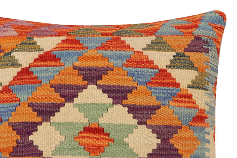 handmade Traditional Pillow Rust Blue Hand-Woven SQUARE 100% WOOL  Hand woven turkish pillow  2 x 2