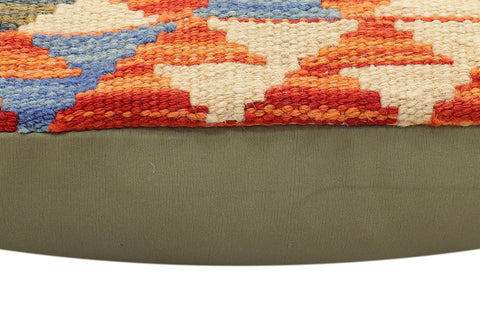 handmade Traditional Pillow Rust Blue Hand-Woven SQUARE 100% WOOL  Hand woven turkish pillow  2 x 2