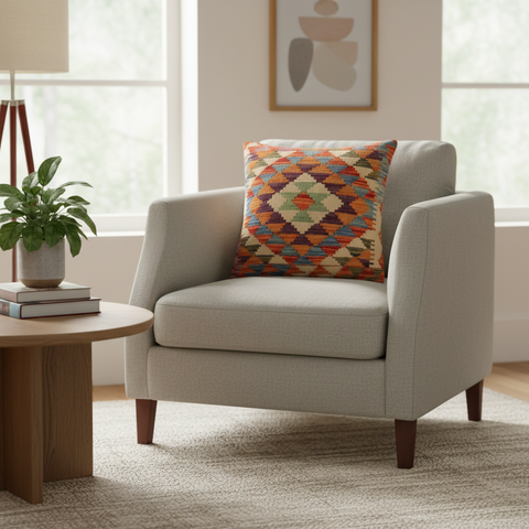 Tribal Alvar Turkish Hand-Woven Kilim Pillow