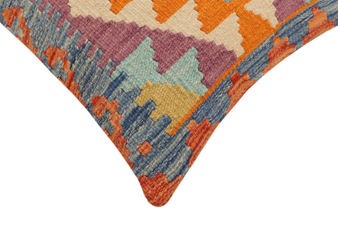 handmade Traditional Pillow Rust Blue Hand-Woven SQUARE 100% WOOL Hand woven turkish pillow2' x 2'