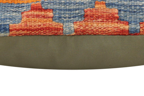 handmade Traditional Pillow Rust Blue Hand-Woven SQUARE 100% WOOL Hand woven turkish pillow2' x 2'