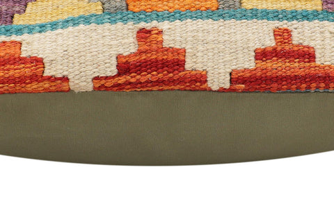 handmade Traditional Pillow Rust Blue Hand-Woven SQUARE 100% WOOL Hand woven turkish pillow2' x 2'