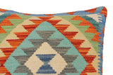 handmade Traditional Pillow Rust Blue Hand-Woven SQUARE 100% WOOL  Hand woven turkish pillow  2 x 2