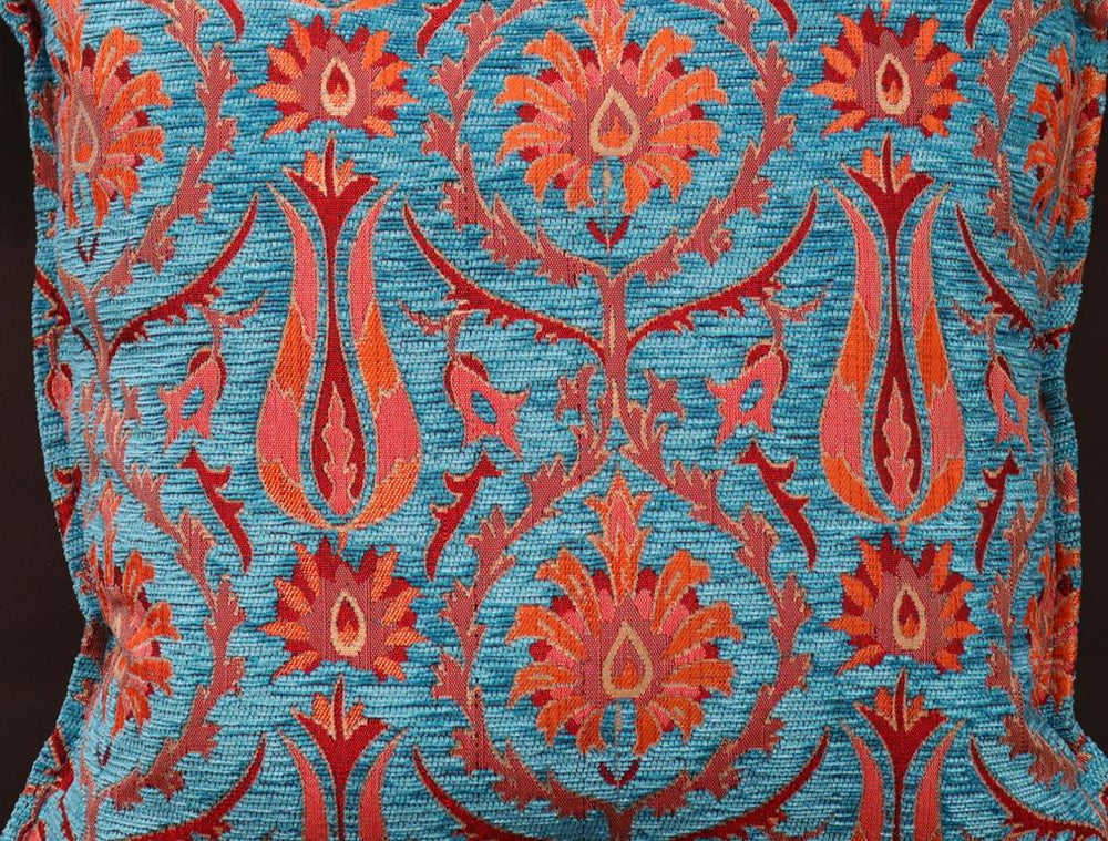 handmade Geometric Pillow Blue Orange Handmade RECTANGLE throw pillow 2 x 2