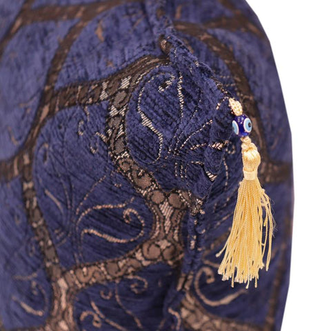 handmade Geometric Pillow Blue Silver Handmade RECTANGLE throw pillow 2 x 2