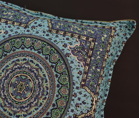 handmade Geometric Pillow Blue Green Handmade RECTANGLE throw pillow 2X2