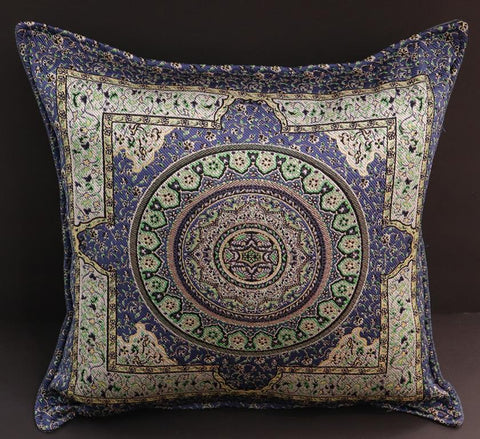 handmade Geometric Pillow Blue Green Handmade RECTANGLE throw pillow 2X2