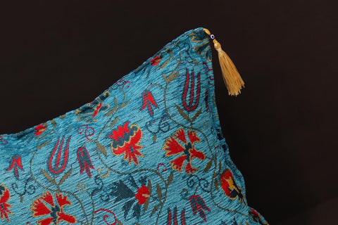 handmade Geometric Pillow Blue Red Handmade RECTANGLE throw pillow 2 x 2