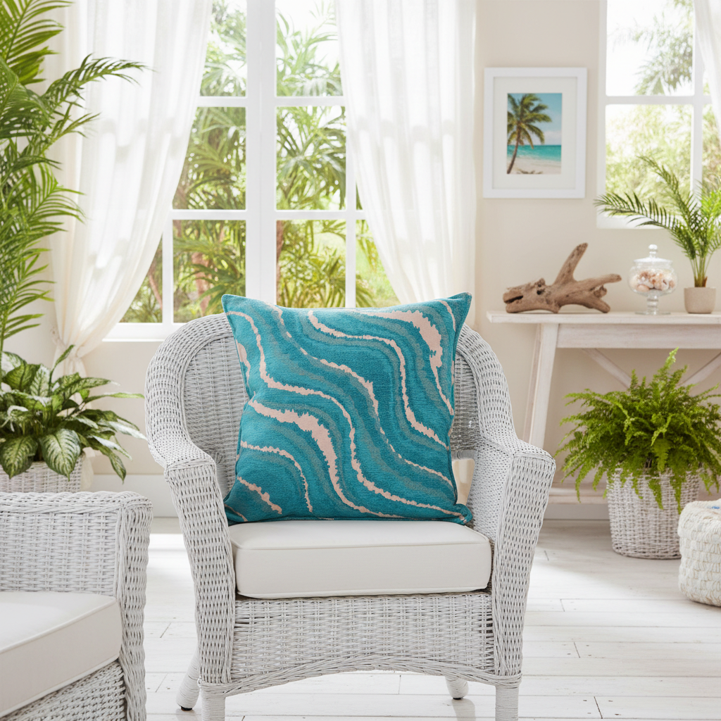 Galaxy Rue Blue Ivory Turkish Silk Pillow