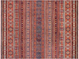 Bohemian Khurgeen Olivia Red/Blue Wool Rug - 9'1'' x 11'6''
