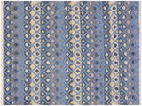 Modern Moroccan High-Low Lashandr Lt. Blue/Ivory Wool Rug - 5'5'' x 7'5''