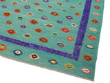handmade Modern Moroccan Hi Green Blue Hand-Woven RECTANGLE 100% WOOL area rug 10x13